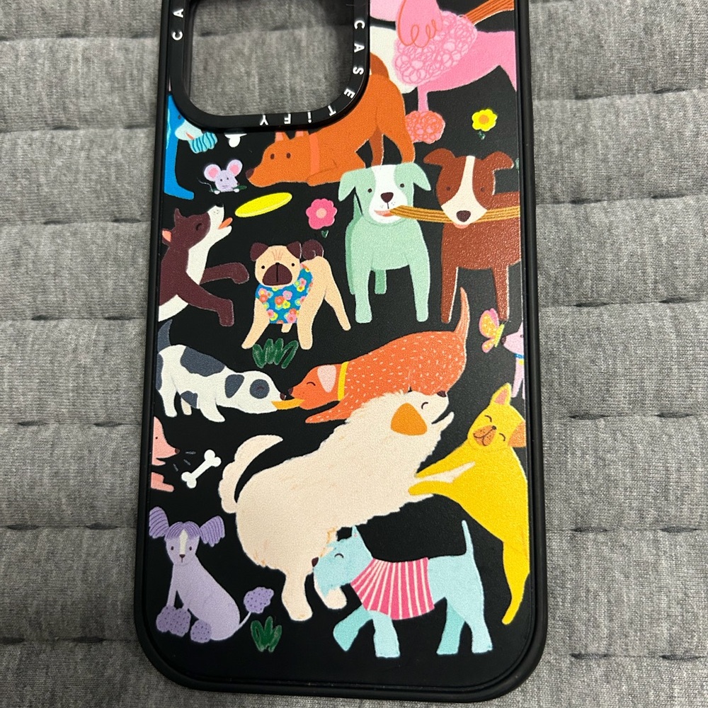 Casetify Black Phone Case with Multicolor Playful Dogs